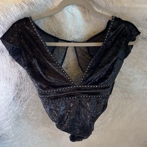 🔥 XS Victoria secret velvet & rhinestone bodysuit 🔥